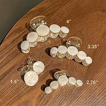 Agirlvct Mermaid Hair Clips, 4 Pack Large Grip Claw Clips, Non-Slip Hair Catch Jaw Clamp Barrette, Jumbo Gift for Thin Hair, Girls, Girlfriend