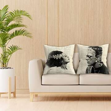 18x18 in Set of 2 Decorative Pillowcase Halloween Gothic Couple Horror Throw Pillow Cover Gifts for ...