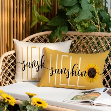 RABUSOFA Hello Sunshine Sunflower Pillow Covers - Decorate Your Home
