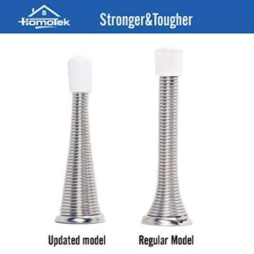 HOMOTEK 12 Pack Spring Door Stopper with Rubber Bumper Satin Nickel 3-1/8" Flexible Spring Heavy Duty Wall Door Stop Low Mounted Door Bumper for Home (Satin Nickel-Upgrade)