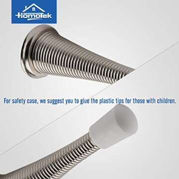 HOMOTEK 12 Pack Spring Door Stopper with Rubber Bumper Satin Nickel 3-1/8" Flexible Spring Heavy Duty Wall Door Stop Low Mounted Door Bumper for Home (Satin Nickel-Upgrade)