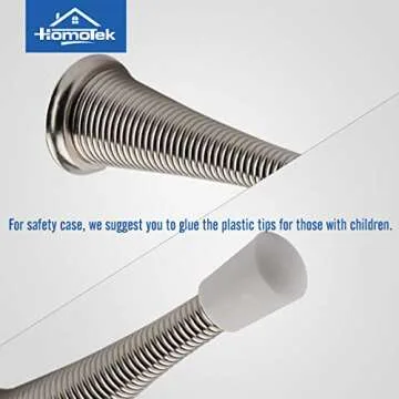 HOMOTEK 12 Pack Spring Door Stopper with Rubber Bumper Satin Nickel 3-1/8" Flexible Spring Heavy Duty Wall Door Stop Low Mounted Door Bumper for Home (Satin Nickel-Upgrade)