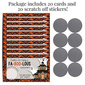 Funny Fabulous Customer Halloween Ghost Scratch & Win Customer Appreciation Package Inserts for Smal...