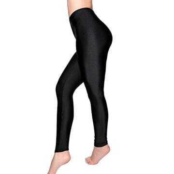 Romastory Women's Stretched Shiny Sports Leggings Elastic Yoga Pants Tights (S, Black)