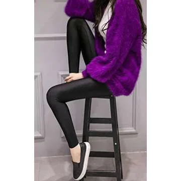 Romastory Women's Stretched Shiny Sports Leggings Elastic Yoga Pants Tights (S, Black)