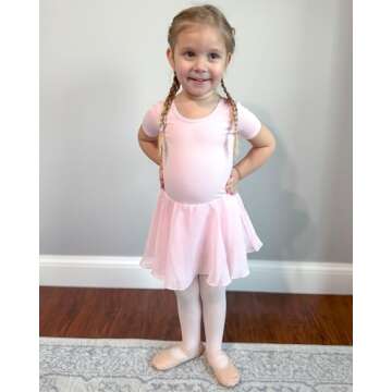 Stelle Ballet Leotards for Girls Dance Leotard with Skirt Toddler Dance Outfits Bow Back (Pink,4T)