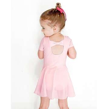 Stelle Ballet Leotards for Girls Dance Leotard with Skirt Toddler Dance Outfits Bow Back (Pink,4T)