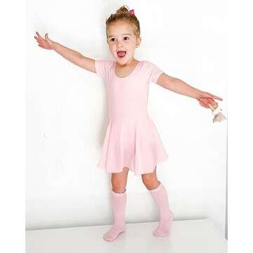 Stelle Ballet Leotards for Girls Dance Leotard with Skirt Toddler Dance Outfits Bow Back (Pink,4T)