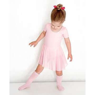 Stelle Ballet Leotards for Girls Dance Leotard with Skirt Toddler Dance Outfits Bow Back (Pink,4T)