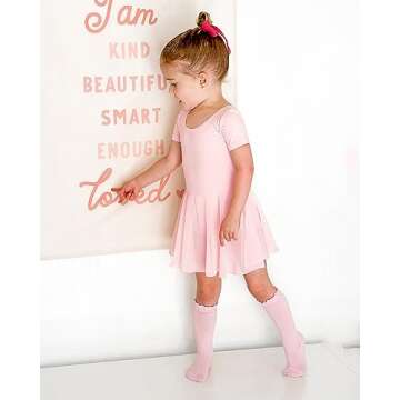 Stelle Ballet Leotards for Girls Dance Leotard with Skirt Toddler Dance Outfits Bow Back (Pink,4T)