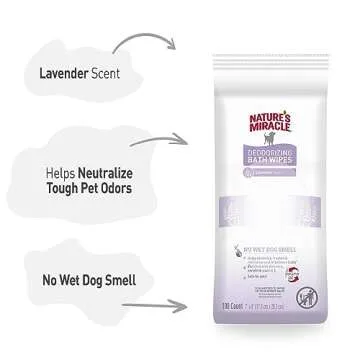 Nature's Miracle Dog Bath Wipes - 100 Count Lavender Scent