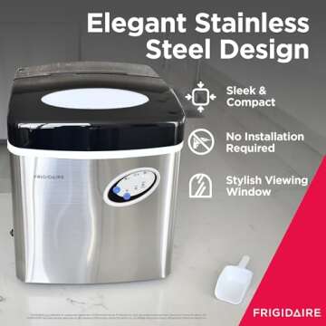 Frigidaire EFIC115 Extra Large Ice Maker, Stainless Steel, 48 lbs per Day