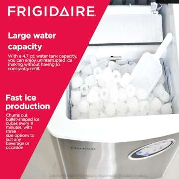 Frigidaire EFIC115 Extra Large Ice Maker, Stainless Steel, 48 lbs per Day