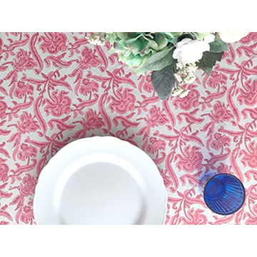 Elegant ATOSII Red Bloom Cotton Tablecloth for Gatherings