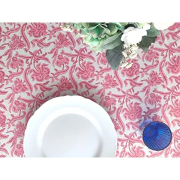 Elegant ATOSII Red Bloom Cotton Tablecloth for Gatherings