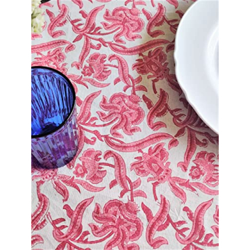 Elegant ATOSII Red Bloom Cotton Tablecloth for Gatherings