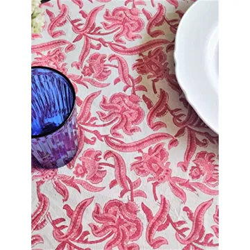 Elegant ATOSII Red Bloom Cotton Tablecloth for Gatherings