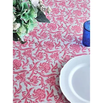 Elegant ATOSII Red Bloom Cotton Tablecloth for Gatherings