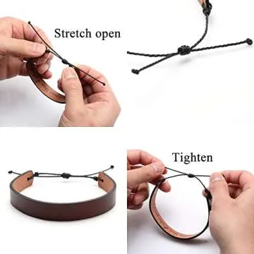 Leather Bracelets for Men Inspirational Encouragement Gifts for Him Teenager Religious Confirmation Anniversary Memorial Engraved Message Adjustable Brown Cuff Bracelet Christmas Father's Day