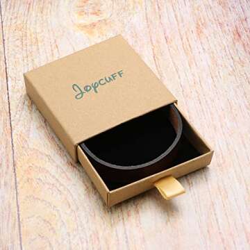 Leather Bracelets for Men Inspirational Encouragement Gifts for Him Teenager Religious Confirmation Anniversary Memorial Engraved Message Adjustable Brown Cuff Bracelet Christmas Father's Day