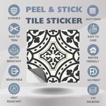 Bleucoin Grey Peel and Stick Tile Stickers for Renters