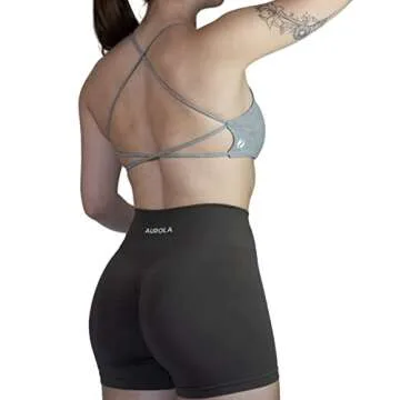 AUROLA Earth Workout Sports Bras Women Athletic Removable Padded Backless Strappy Criss Cross Light Support Gym Fitness Yoga Crop Bra