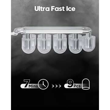 Silonn Countertop Ice Maker Machine with Handle, Portable Ice Makers Countertop, Makes up to 27 lbs. of Ice Per Day, 9 Cubes in 7 Mins, Self-Cleaning Ice Maker with Ice Scoop and Basket