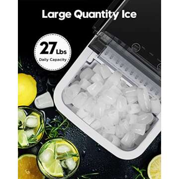 Silonn Countertop Ice Maker Machine with Handle, Portable Ice Makers Countertop, Makes up to 27 lbs. of Ice Per Day, 9 Cubes in 7 Mins, Self-Cleaning Ice Maker with Ice Scoop and Basket