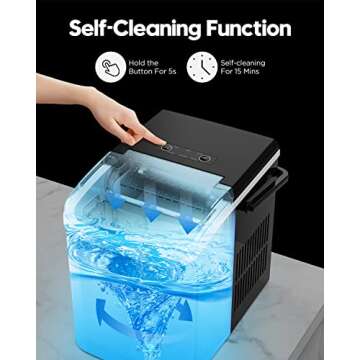 Silonn Countertop Ice Maker Machine with Handle, Portable Ice Makers Countertop, Makes up to 27 lbs. of Ice Per Day, 9 Cubes in 7 Mins, Self-Cleaning Ice Maker with Ice Scoop and Basket