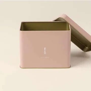 Elegant Pink Recipe Tin with 25 Recipe Cards for Kitchen