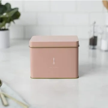 Elegant Pink Recipe Tin with 25 Recipe Cards for Kitchen