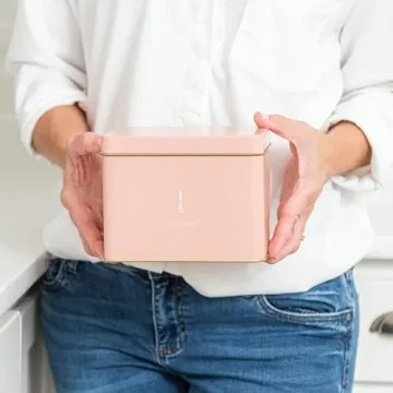 Elegant Pink Recipe Tin with 25 Recipe Cards for Kitchen