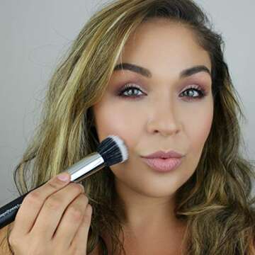 Beauty Junkees Large Stippling Foundation Makeup Brush – Perfect for Acneic Skin and Flawless Fini...