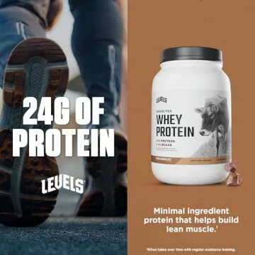Levels Grass Fed Whey Protein Powder, No Artificials, 24G of Protein, Pure Chocolate, 2LB
