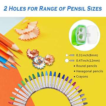 Dual Hole Pencil Sharpener - 24 Pieces Pencil Sharpeners Manual with Lid for School Home Office,Ange...