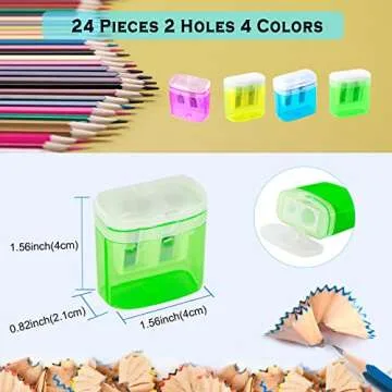 Dual Hole Pencil Sharpener - 24 Pieces Pencil Sharpeners Manual with Lid for School Home Office,Angel Tree Compact Handheld Pencil Sharpener Assortment in Bulk