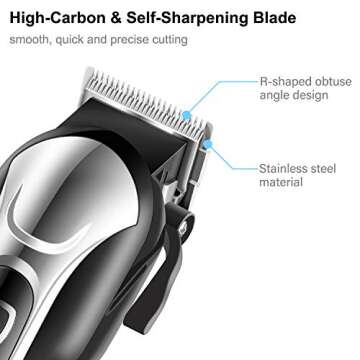 Cordless Hair Clippers for Men - Professional Hair Clipper Cutting Kit Beard Trimmer with Speed Adjustable Haircut Grooming Kit, Rechargeable Hair Cut Machine with Guide Combs for Home Barber Salon