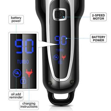 Cordless Hair Clippers for Men - Professional Hair Clipper Cutting Kit Beard Trimmer with Speed Adjustable Haircut Grooming Kit, Rechargeable Hair Cut Machine with Guide Combs for Home Barber Salon