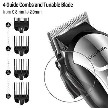 Cordless Hair Clippers for Men - Professional Hair Clipper Cutting Kit Beard Trimmer with Speed Adjustable Haircut Grooming Kit, Rechargeable Hair Cut Machine with Guide Combs for Home Barber Salon