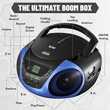 Tyler Portable Boombox CD Player with Dynamic Sound