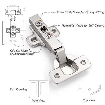 Probrico CHR093 105 Degree Soft Closing European Full Overlay Concealed Hinge with Mounting Plate,1 Pair