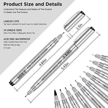 PANDAFLY Micro-Pen Fineliner Ink Pens, 10 Size Black Micro Fine Point Drawing Pens Waterproof Archival Ink Multiliner Pens for Artist Illustration, Sketching, Technical Drawing, Anime, Manga
