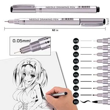 PANDAFLY Micro-Pen Fineliner Ink Pens, 10 Size Black Micro Fine Point Drawing Pens Waterproof Archival Ink Multiliner Pens for Artist Illustration, Sketching, Technical Drawing, Anime, Manga