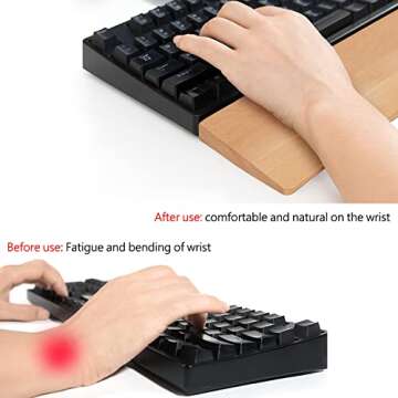 Wooden Ergonomic Wrist Rest - Perfect for Gaming & Office