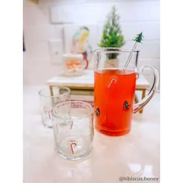 Mud Pie Glass Candy Cane Pitcher & Stirrer Set