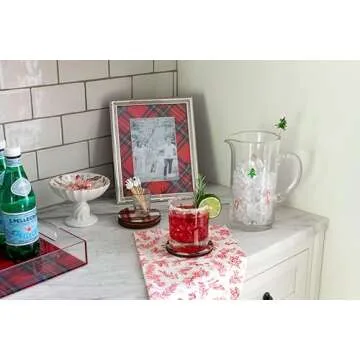 Mud Pie Glass Candy Cane Pitcher & Stirrer Set