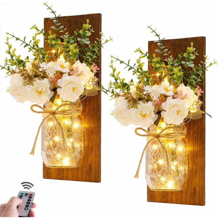 Mason Jar Wall Sconces – Rustic Home Decor Set