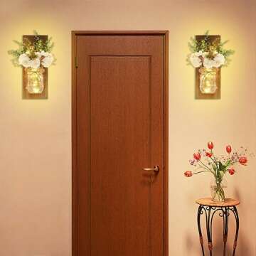 Mason Jar Wall Sconces – Rustic Home Decor Set