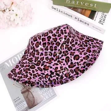 Surkat Unisex Leather Hologram Bucket Hat Waterproof Fashion Climbing Fisherman Cap Travel Sunhat