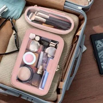 Soimeat Clear Travel Makeup Bag and Brush Organizer